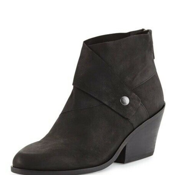 Eileen Fisher Womens Size 8.5 Black Leather Tag Wrap-Snap Leather Bootie - Picture 6 of 7
